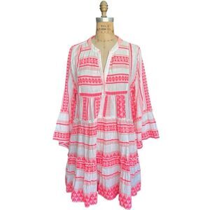 ELAN Pink & White Geometric Tunic Dress - Size Large